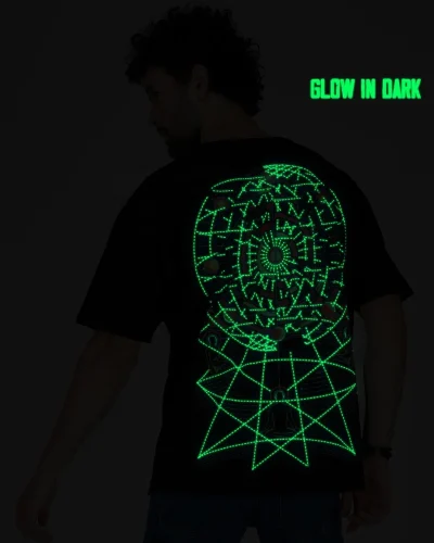 Trending Luminous T Shirt Printing Streetwear Glow in the Dark T-shirt Reflective Glowing Custom High Quality t Shirt Men