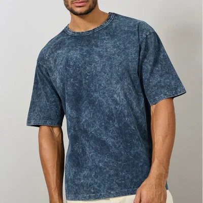 High Quality Customized Logo Printing Acid Washed T-Shirts Plain Quick Dry Custom Made Men Acid Washed Men's T-Shirts