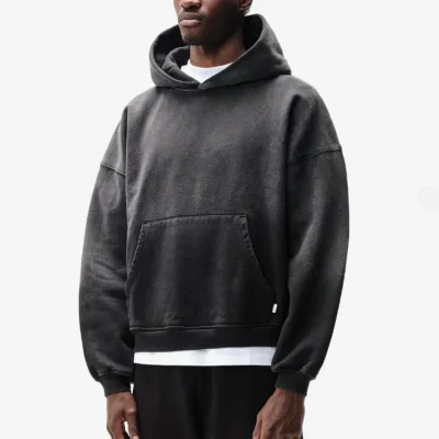 Heavyweight Custom Oversized Fleece Blank Plain Streetwear Vintage Acid Wash Pullover Distressed Pocket Hoodies Huddies for Men