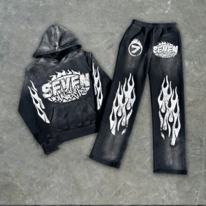High Quality Heavyweight Acid Wash Sweatpants and Hoodie Set Custom Logo Vintage Tracksuit Training Wear Terry Unisex Hoodies