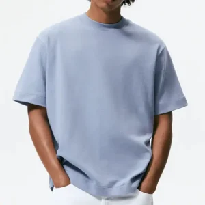 Men's Oversized Drop Shoulder Rib O-Neck T-Shirt High Quality Heavy Cotton Custom Logo Design 100% Cotton Formal Style