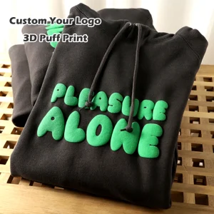 OEM High Quality Oversized Plus Size Cotton Hoody Anime Unisex Winter Custom Foam 3D Puff Print logo Men Pullover Hoodie for Men