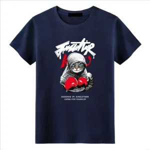 Men's Short Sleeve Cotton T-Shirt Custom New Design with Solid Print Knitted Fabric