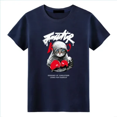 Men's Short Sleeve Cotton T-Shirt Custom New Design with Solid Print Knitted Fabric