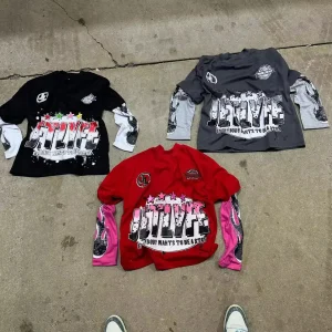 Custom Printed Men's Double Layer Long Sleeve T-Shirt Oversized Wholesale Designed Men t Shirt