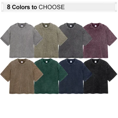 High Quality 275 Grams Heavyweight Cotton Acid Wash Vintage Tshirt Custom logo Printed Streetwear Boxy t Shirt