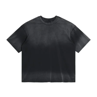 Customized High-quality Men's Acid Washed 100% Cotton Heavyweight Oversized Acid Washed T-shirt Retro Men's T Shirt