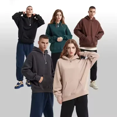 Unisex Men's New Style Streetwear Hoodies Cotton Polyester Thick Custom Logo No String Oversized Drop Shoulder Knitted Hooded