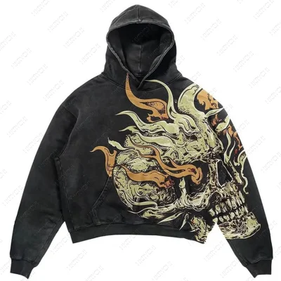 Hot Sale New Fashionable Hoodie Custom Printing Logo Streetwear 100% Cotton Acid Washed Free Style men's hoodies sweatshirts