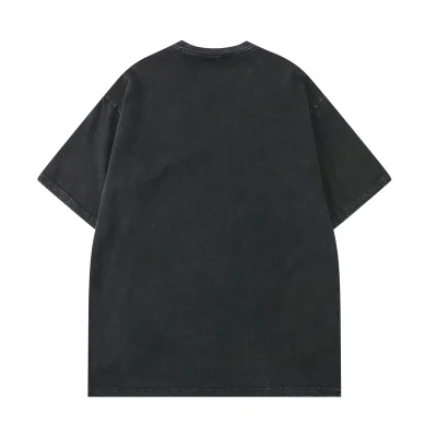 Men's Retro Washed Digital Printed T-Shirt 100% Pure Cotton Knitted Short Sleeved Oversized Casual Style