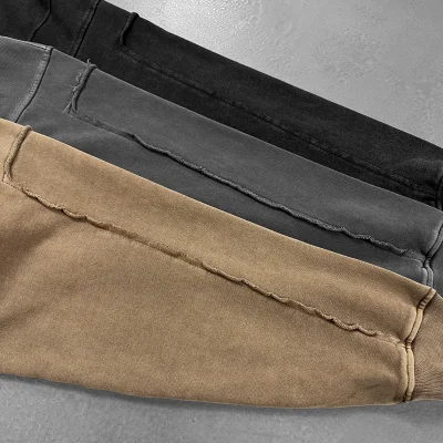 Hot Sale Streetwear Heavyweight French Terry High Quality YKK Zipper Cropped Distressed Boxy Zip up Hoodie for Men
