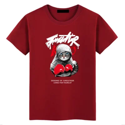 Men's Short Sleeve Cotton T-Shirt Custom New Design with Solid Print Knitted Fabric