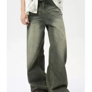 High Street Retro Straight Jeans Men's Slacks Basic Style Loose Jeans Cargo Men Casual Trousers Wide Legs Men's Pants