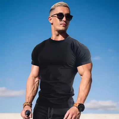 Men's Short Sleeve T-Shirt Breathable Sport Running Fitness Muscle Relaxed Fit Wholesale Custom Print Tops Silk Screen Printing