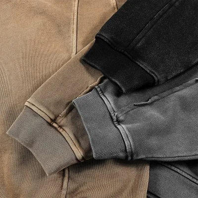 Hot Sale Streetwear Heavyweight French Terry High Quality YKK Zipper Cropped Distressed Boxy Zip up Hoodie for Men