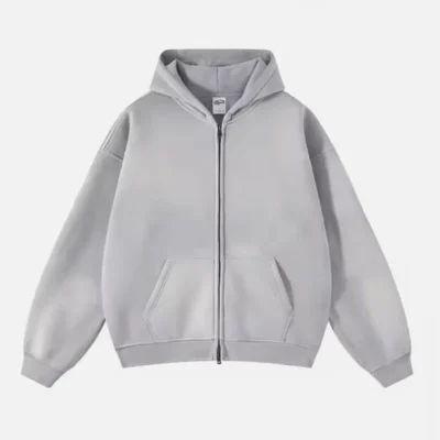 Custom Washed Zip up Hoodie Fleece French Terry Unisex Plain Blank Solid Color Sweatshirt Double Layer Hoodies for Men