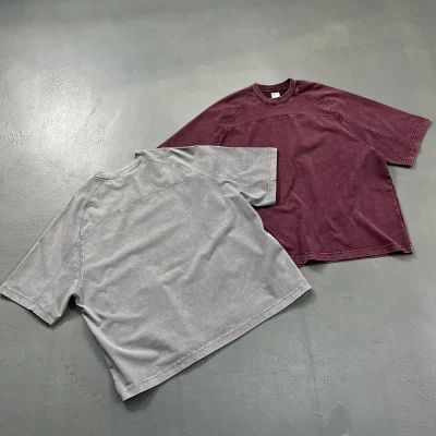 Wholesale Custom Logo Graphic Tees Hip Hop Heavyweight Cotton T-shirt Oversized Acid Washed Vintage Men's T-shirts