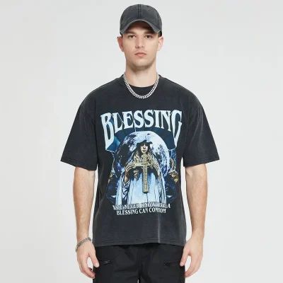 T Shirt Manufacturers Custom Men DTG Printed Graphic Heavy Cotton Stone Acid Washed Vintage T-shirts