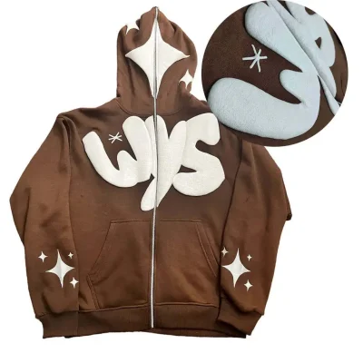 New Stylish Custom Logo Puff Printing Unisex Hoodie 100% Cotton Heavyweight Zip up Hoodie Full Zip up Puff Print