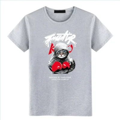 Men's Short Sleeve Cotton T-Shirt Custom New Design with Solid Print Knitted Fabric