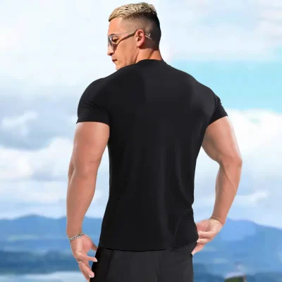 Men's Short Sleeve T-Shirt Breathable Sport Running Fitness Muscle Relaxed Fit Wholesale Custom Print Tops Silk Screen Printing