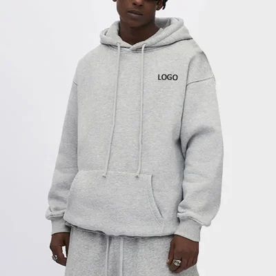 Solid Color Hooded Sweatshirt With Large Pocket Unisex High Quality Oversized Men's Hoodie