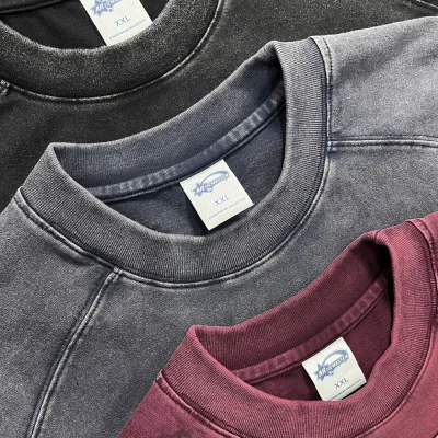 Wholesale Custom Logo Graphic Tees Hip Hop Heavyweight Cotton T-shirt Oversized Acid Washed Vintage Men's T-shirts