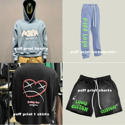 New Stylish Custom Logo Puff Printing Unisex Hoodie 100% Cotton Heavyweight Zip up Hoodie Full Zip up Puff Print