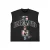 Men's Print Trend Fashion American Street Rhinestone Sleeveless T-shirt