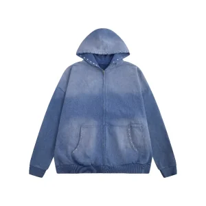Wholesale High Quality Nostalgic Wash Men's Hoodies & Sweatshirts Pickled Wash Stud Custom Oversized Men's Hoodies
