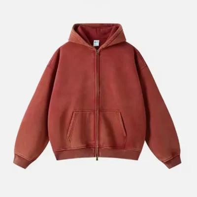 Custom Washed Zip up Hoodie Fleece French Terry Unisex Plain Blank Solid Color Sweatshirt Double Layer Hoodies for Men