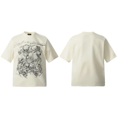 Men's Casual 100% Cotton Oversized Street Wear T-shirt Custom Graphic DTG Logo Digital Printing Solid Pattern Hip Hop Short