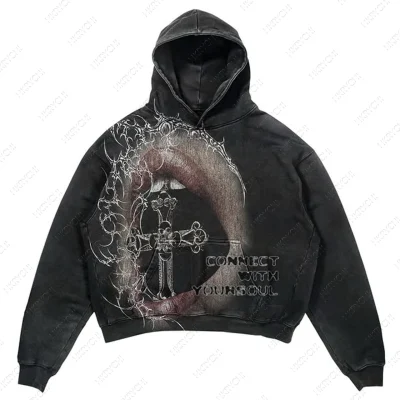 Hot Sale New Fashionable Hoodie Custom Printing Logo Streetwear 100% Cotton Acid Washed Free Style men's hoodies sweatshirts