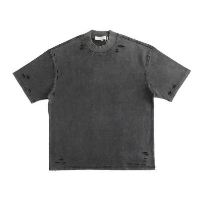 Custom Logo Vintage Acid Washed T Shirt Men Distressed Heavyweight Cotton Blank Oversized Tshirt 100% Cotton for Men's T-shirt