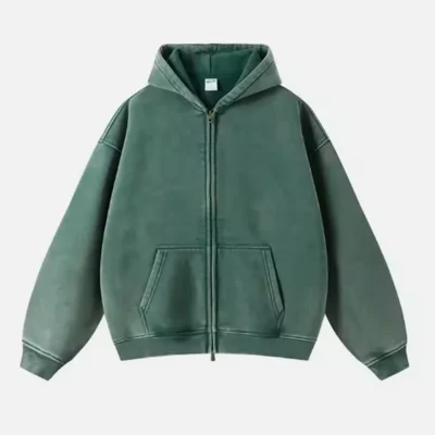 Custom Washed Zip up Hoodie Fleece French Terry Unisex Plain Blank Solid Color Sweatshirt Double Layer Hoodies for Men