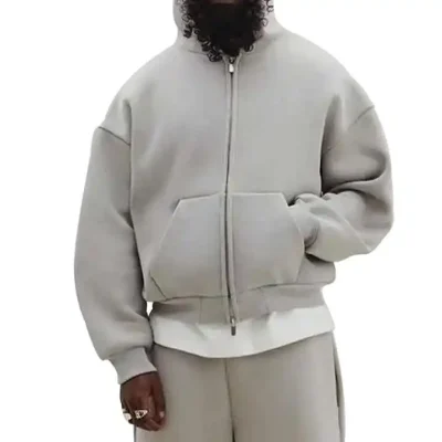 YITE High Quality Cotton Boxy Zipup Hoodie Heavyweight Oversized Double Zipper Hoodies Custom Men Cropped Full Zip up Hoodie