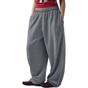 Custom Wholesale Low Waist Hip Hop Women's Track Cotton Trousers Baggy Sweat Pants with Pipings Women Straight Leg Pants