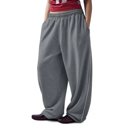 Custom Wholesale Low Waist Hip Hop Women's Track Cotton Trousers Baggy Sweat Pants with Pipings Women Straight Leg Pants