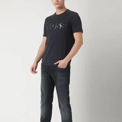 Men Black Color Embossed T Shirt