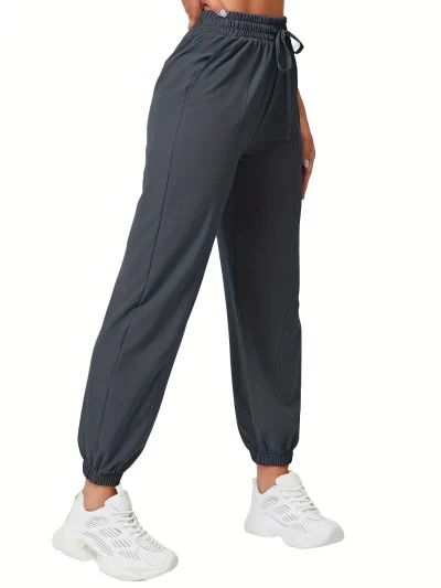 Women's Plus Size Casual Sports Pants Elastic Waist Loose Breathable Quick-Drying Slimming Fitness Rope-Drawing Running Pants