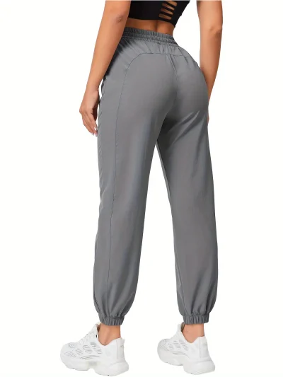 Women's Plus Size Casual Sports Pants Elastic Waist Loose Breathable Quick-Drying Slimming Fitness Rope-Drawing Running Pants