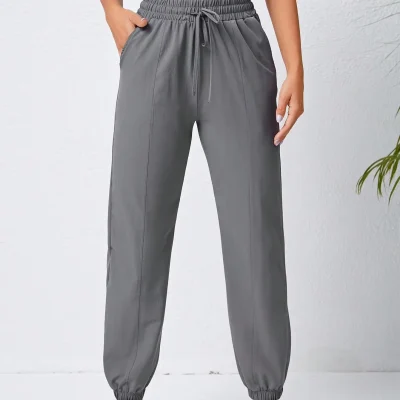 Women's Plus Size Casual Sports Pants Elastic Waist Loose Breathable Quick-Drying Slimming Fitness Rope-Drawing Running Pants