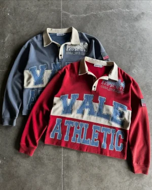 Custom Streetwear Oversized Rugby Jersey Shirts Cropped Fit Boxy Screen Printing Embroidery Man Knitted Cotton Polo Long Sleeve