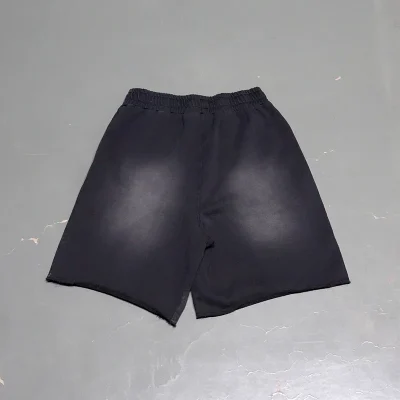 custom shorts with logo streetwear black wholesale french terry vintage acid wash sun faded shorts