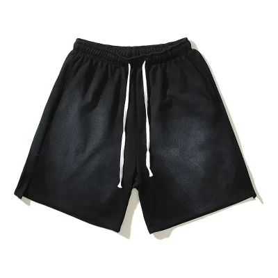Custom Unisex Bulk Blank Shorts Acid Washed Raw Edge French Terry Cotton Vintage Acid Wash Shorts for Men