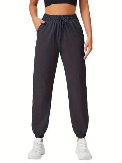 Women's Plus Size Casual Sports Pants Elastic Waist Loose Breathable Quick-Drying Slimming Fitness Rope-Drawing Running Pants