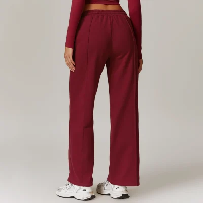 Wholesale High Waist Women's Breathable Pants Trousers Custom Logo Casual Sports Fitness Yoga Wide Leg Straight Sweat Pants