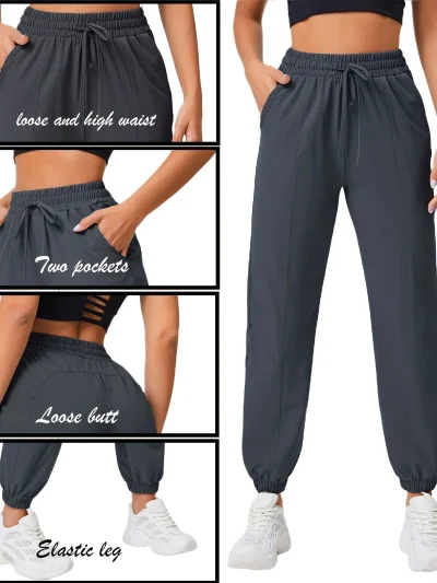 Women's Plus Size Casual Sports Pants Elastic Waist Loose Breathable Quick-Drying Slimming Fitness Rope-Drawing Running Pants