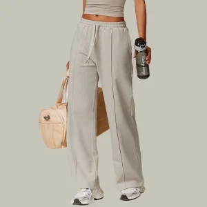 Wholesale High Waist Women's Breathable Pants Trousers Custom Logo Casual Sports Fitness Yoga Wide Leg Straight Sweat Pants