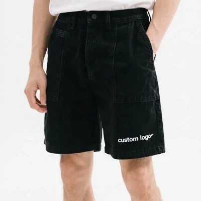 Custom Logo Cargo Shorts for Men Vintage Jean Denim Casual Summer Beach Mid Washed Shorts Men's Printed Shorts